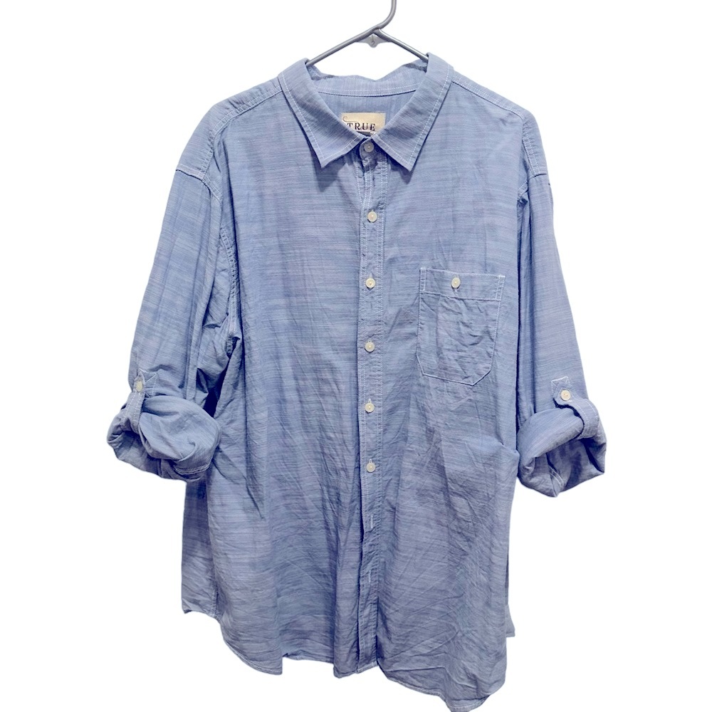 Men’s Big & Tall True Nation Tab Sleeve Button Down Light Blue Size 2XL